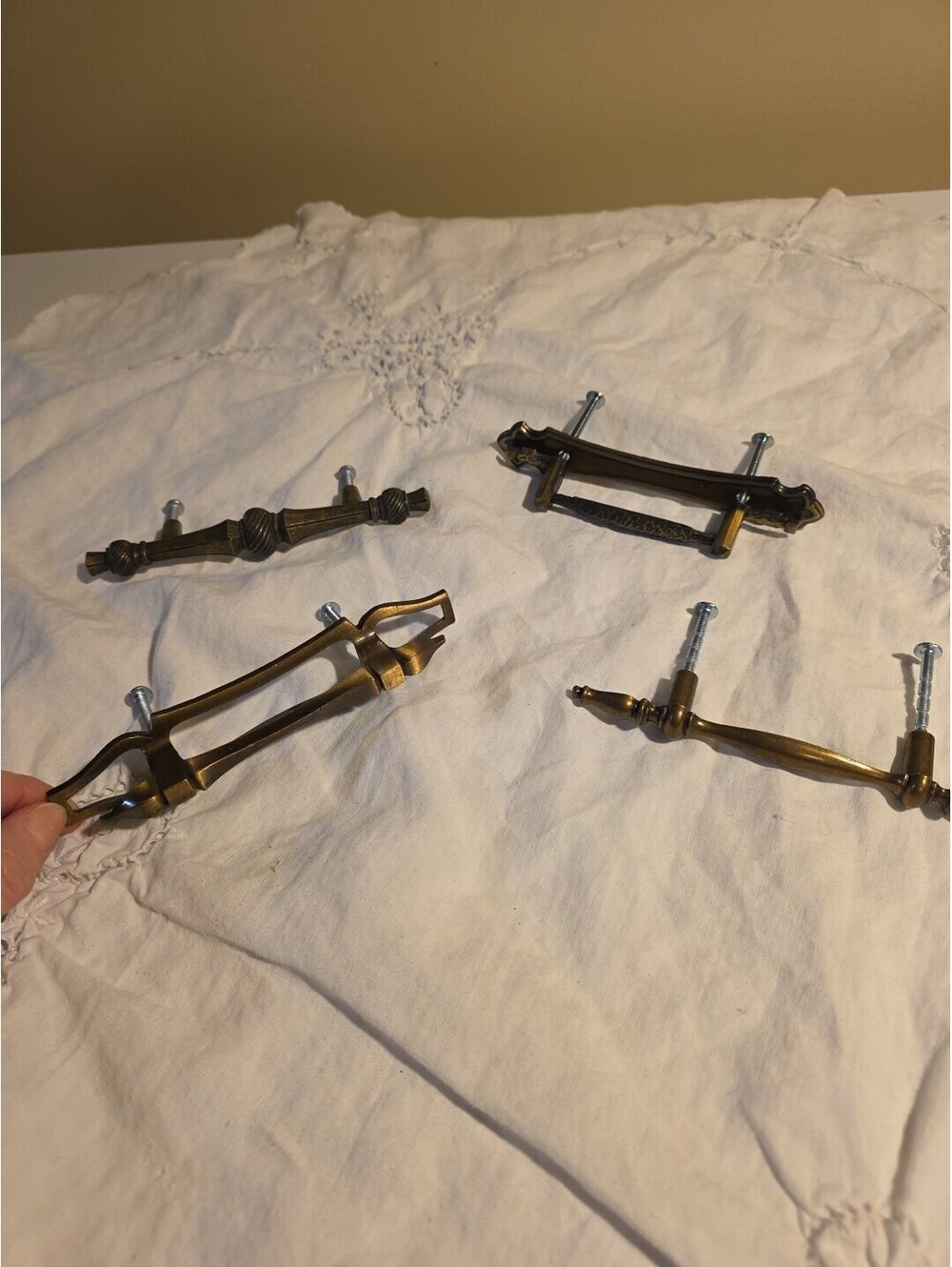 Vintage Brass Drawer Pulls Mix Lot Of 4
